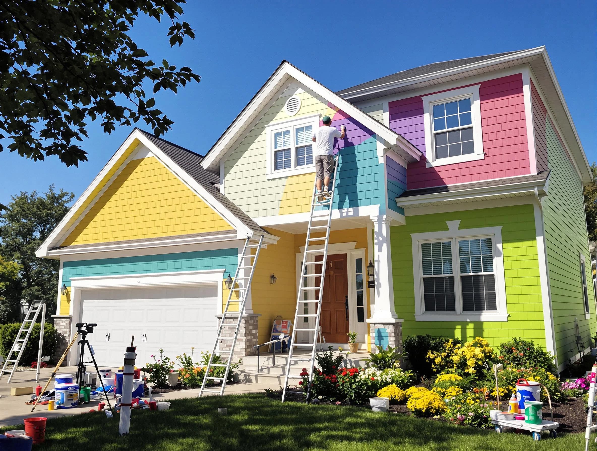 Mayfield Heights House Painters professionals painting a home exterior in Mayfield Heights, OH